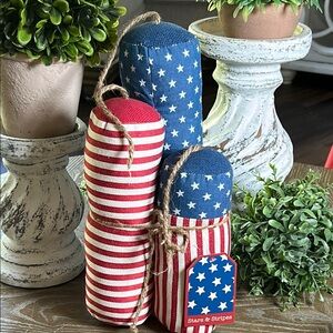 NEW! Vintage Inspired Patriotic Stars & Stripes Firecracker Americana Decor